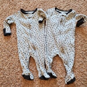 2 Cloud Island 0-3 Month Footed Pj Sleeper Matching Twins‎ Full Zip Gray Black